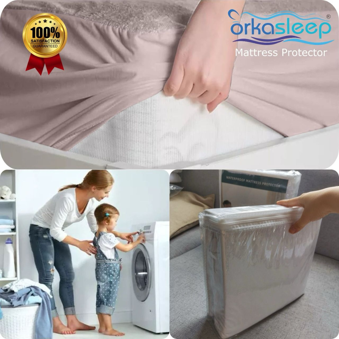 Orkasleep Mattress Protector, Beige view 6